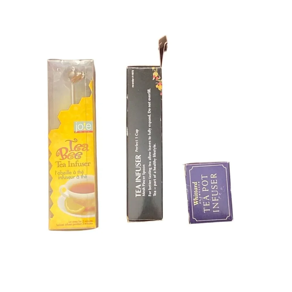 Tea Infuser 3-Set‎ Mesh Pincer Spoon Joie Bee & Whittard Teapot Stainless Steel